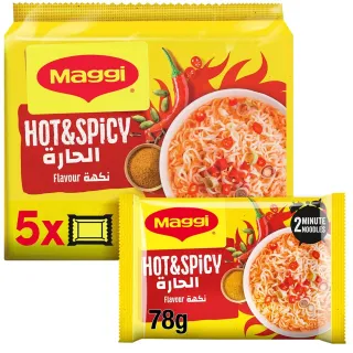 Maggi 2 Minute Hot & Spicy Flavour Instant Noodles 78gx5 Pieces