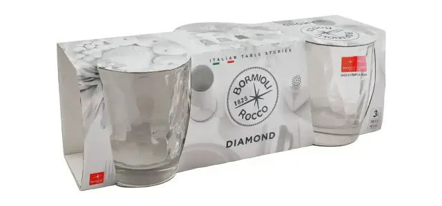 Bormioli Rocco Diamond 300ml Glass Set, 3 Pieces