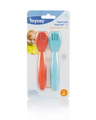 Mycey Fork & Spoon Set Assorted 4 Pieces 6+ Months
