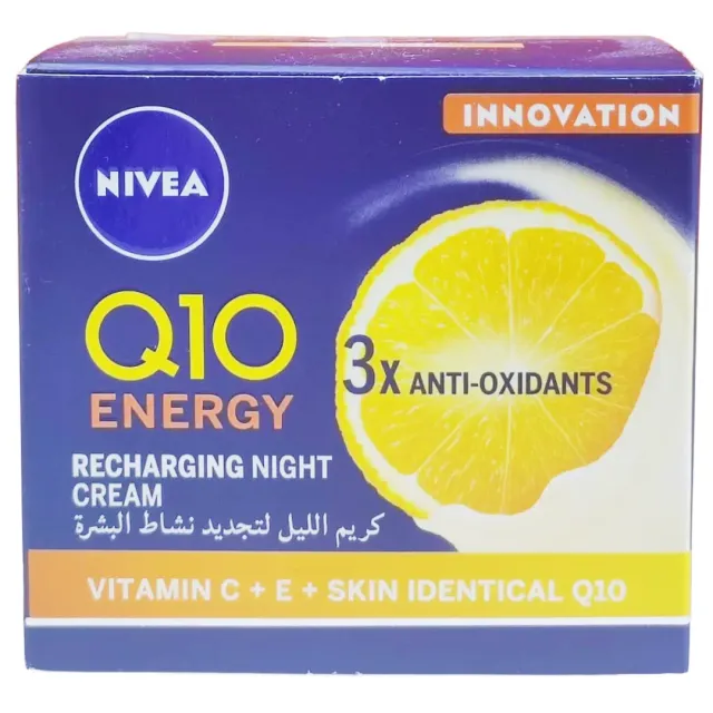 Nivea Q10 Energy Recharging Night Face Cream With Vitamin C + E + Skin Identical Q10 50ml