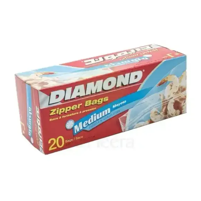 Diamond Freezer Bags Zipper Medium 20 Pcs