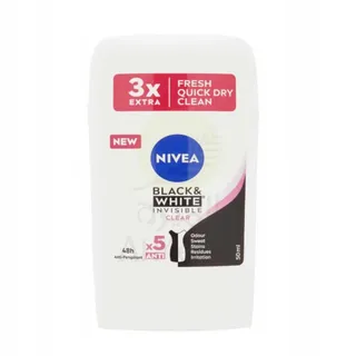 عصا مزيل عرق Nivea الأسود والأبيض غير المرئي لمنتجات WoMen Clear 72H Active Protection 5IN1 مضادة للرائحة، بقع عرق وبقايا وتهيج 50 مل