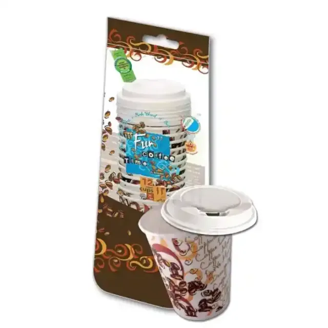 Fun Paper Cups with Lids 8oz x 12 Pcs