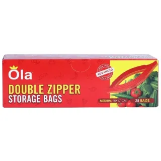 Ola Double Zipper Storage & Freeze Bag Medium 25 Pieces