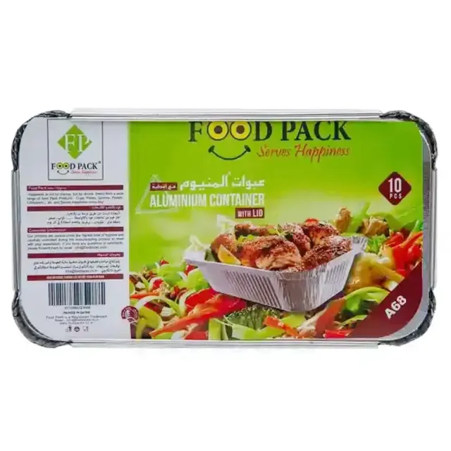 Food Pack Aluminum Container A63 With Lid 10 Pieces