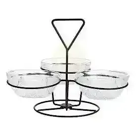 Harmony Glass Bowl 3Pcs with Tray 33X12X8Cm