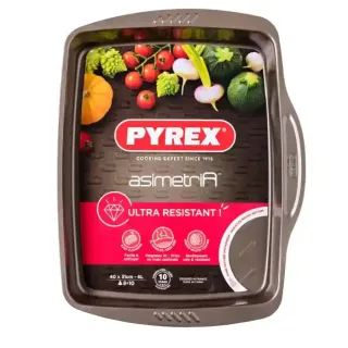Pyrex Asimetria Metal Easy Grip Rectangular Roaster 40 x 31cm