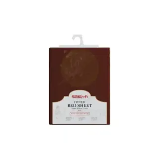 Rankoussi Double Fitted Bed Sheet with P.Case Brn 180X200X252Cm
