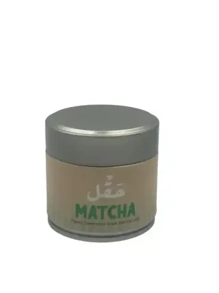 حقل شاي ماتشا عضوي علبة معدنية 30غم