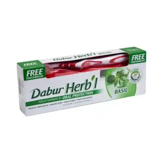 Dabur Herbal Basil Toothpaste 150g + Toothbrush