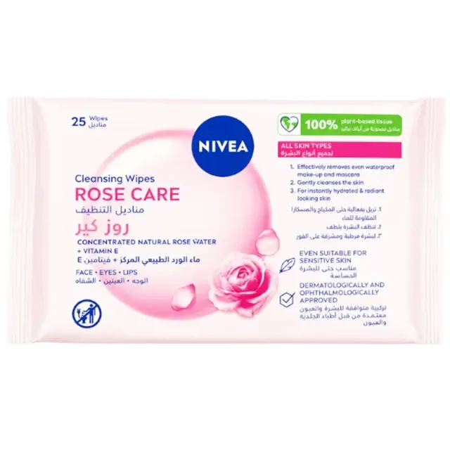 NIVEA FACE ROSE WATER WIPES25PCS