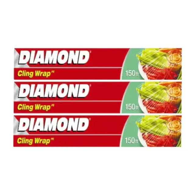 Diamond Cling Wrap 150ftx45cmx3 Pieces 25% Off