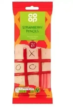 Co-Op Strawberry Pencils Sweets 65G