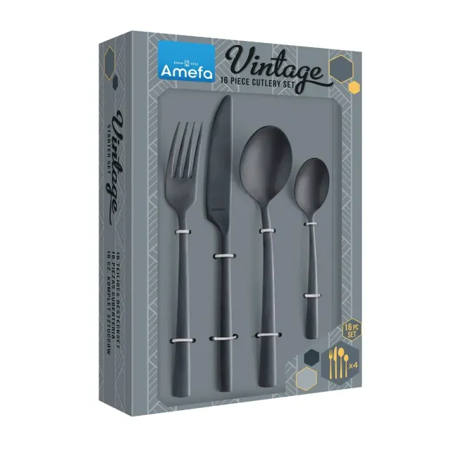 Amefa Trend Black Cutlery Set, 16 Pieces, 1 Set