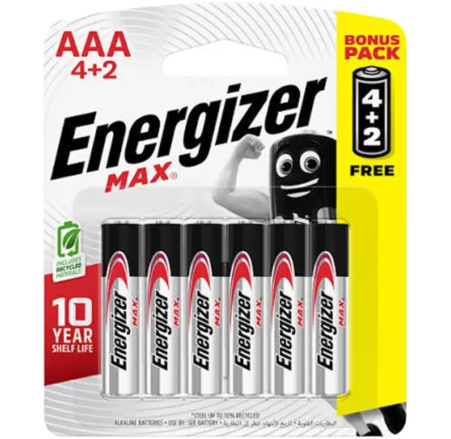 Energizer Max Alkaline Battery AAA 6 Pieces