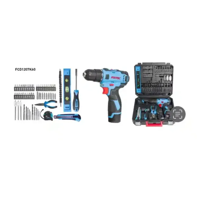 FIXTEC CORDLESS DRILL KIT 12V FCD1207K60