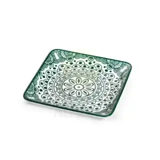صحن مربع 4.875" آرابيسك أخضر