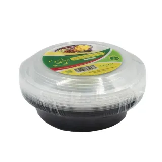 Qpac Microwavable Black Base Containers with Lids 16 oz RO16