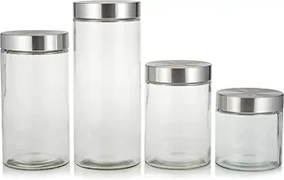 Harmony Table Top Glass Mason Jar with Lid, 4 Pieces