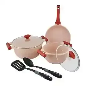 Prestige Cooking Set 7Pcs Granite Pink