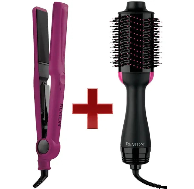 Revlon Hair Straightener RVST2176ARB & Salon One Step Hair Dryer Combo Pack