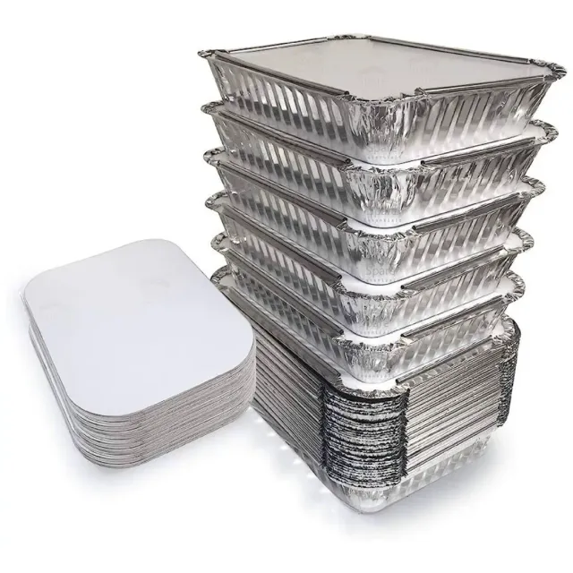 Food Pack Aluminum Round Containers with Lids 5 Pcs