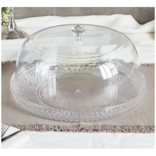 Vague Acrylic Cake Plate with Cover Set 31 cm