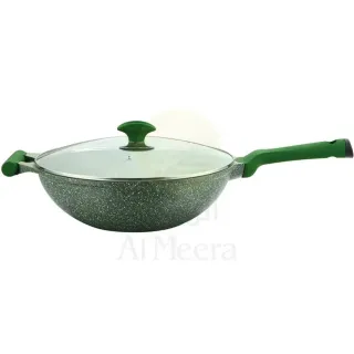 Prestige Essentials Non-Stick Granite Aluminum Wok Pan with Lid 32cm