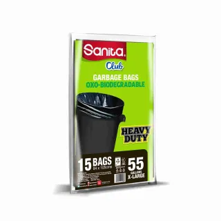 Sanita Club Garbage Bags Biodegradable 55 Gallons 15 Bags