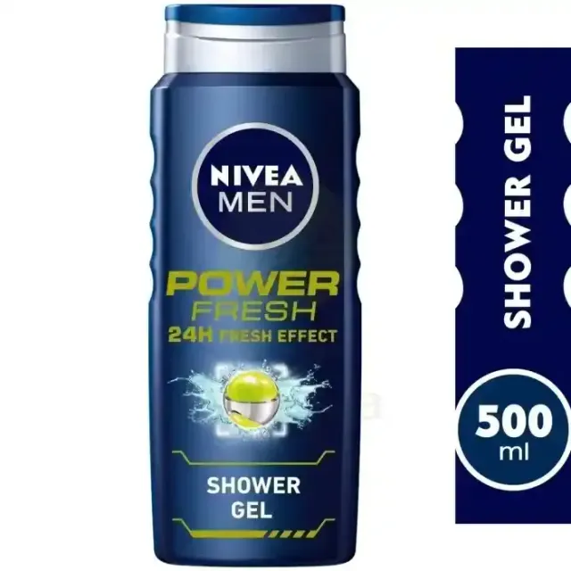 Nivea Men Power Fresh Shower Gel 3in1 Body Wash with Menthol & Mint Scent For Body Face & Hair 500ml