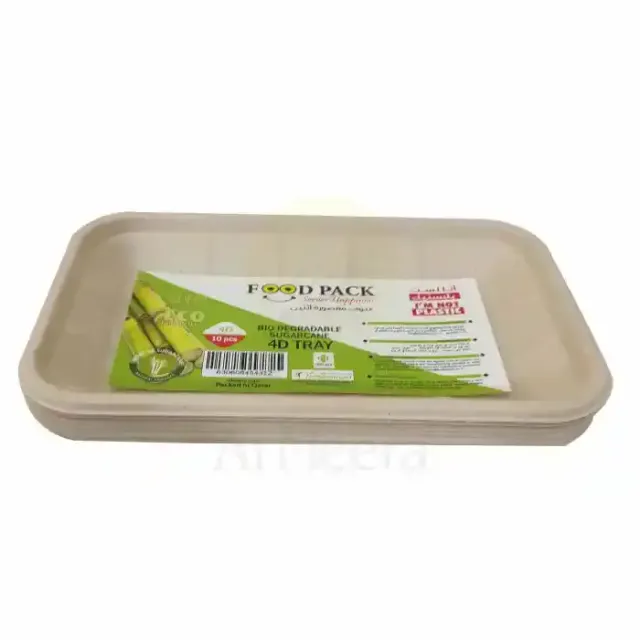 FOOD PACK Bagasse Tray Nature 4D 5Pcs