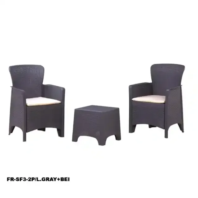 FNR INJ SOFA L.GRY+BEI CUSHION SF3-2P