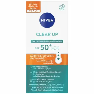 Nivea Clear Up Daily UV Fluid SPF50+ With Carnitine, Glycerin, Niacinamide 40ml