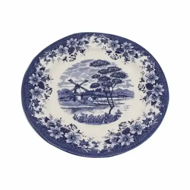 Claytan Windmill Blue Soup Plate 24Cm