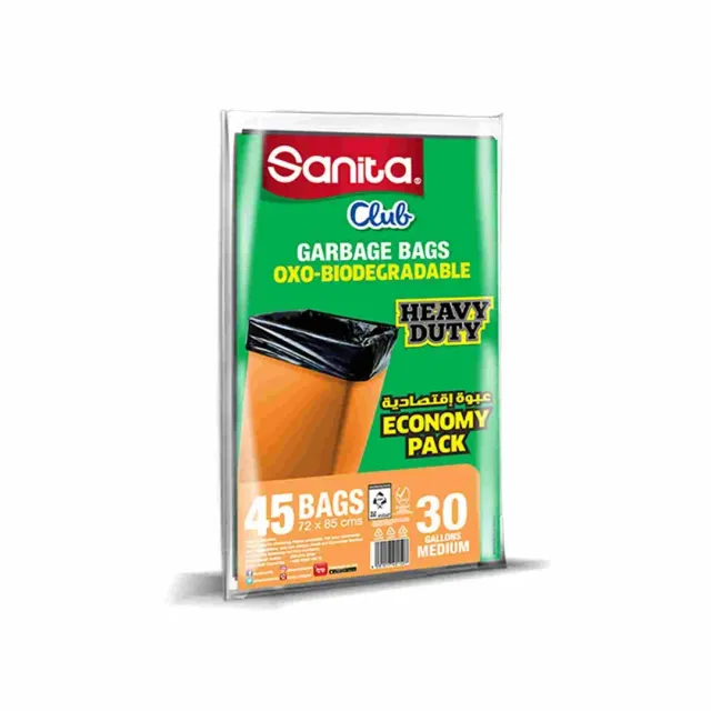 Sanita Club Garbage Bags Biodegradable 30 Gallons 45 Bags