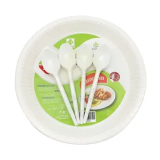 Food Pack Plastic Plate 10 + Spoon 25 + 25 Pcs