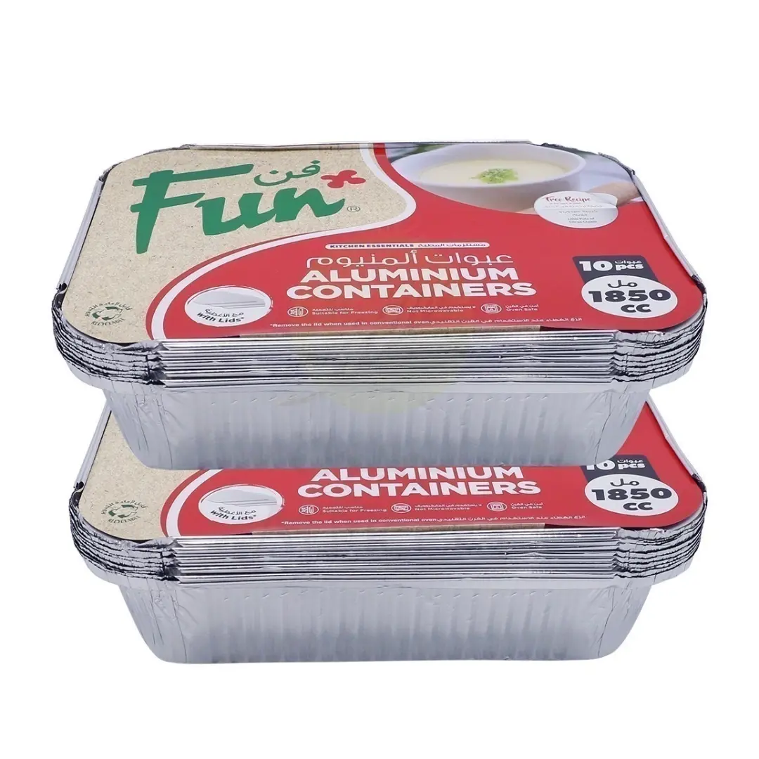 Fun Rectangular Aluminum Containers 2 x 10 Pcs