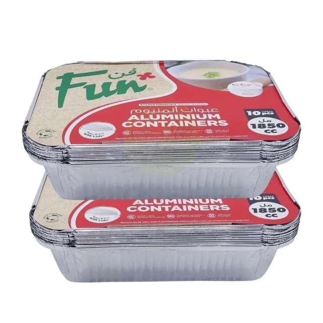 فن أوعية ألمنيوم مستطيلة 1850س س 10حبات × 2