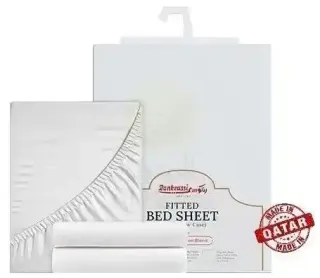 Rankoussi Double Fitted Bed Sheet with P.Case white 180X200X252Cm