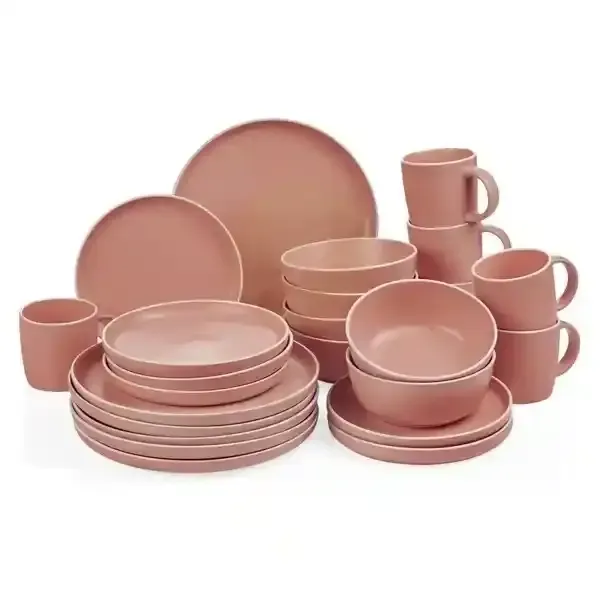 Decopor Dinnerware Set 24Pcs Pink