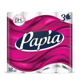 Papia Toilet Paper 3-Ply White 32 Rolls