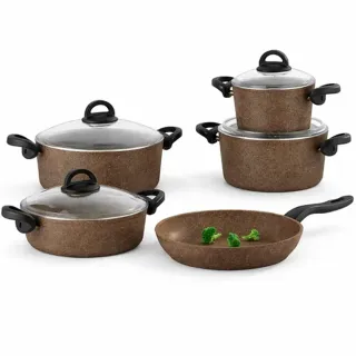 Falez Aluminum Cooking 9 Pieces Set Brown F18355