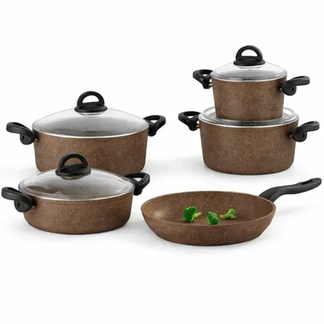 Falez Aluminum Cooking 9 Pieces Set Brown F18355
