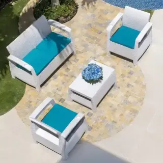 MQ PLASTIC FC PATIO SET WHITE 425-BLA