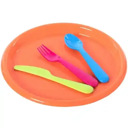 Fun Plate with Spoons & Forks Set