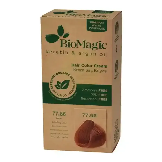 BioMagic Organic Keratin & Argan Oil Hair Color Cream - Medium Deep Copper 77.66, 1 Pack