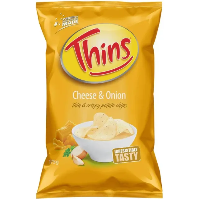Thins Potato Chips Cheese & Onion 175g