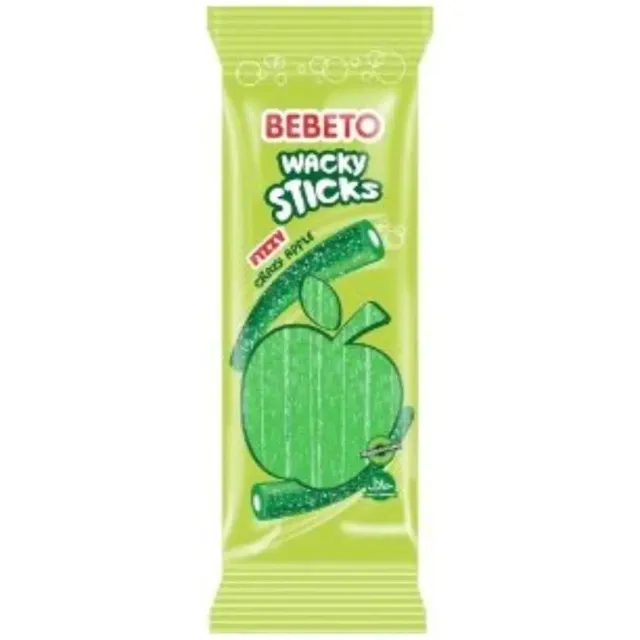 Bebeto Wacky Sticks Apple Fizzy 180g