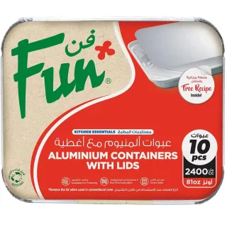 Fun Aluminum Containers With Lids 2400cc 10 Pieces