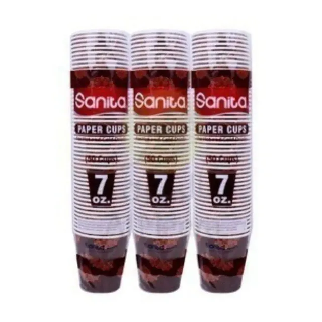 Sanita Paper Cup 7 oz 50 Pcs x 3 @ Special Price